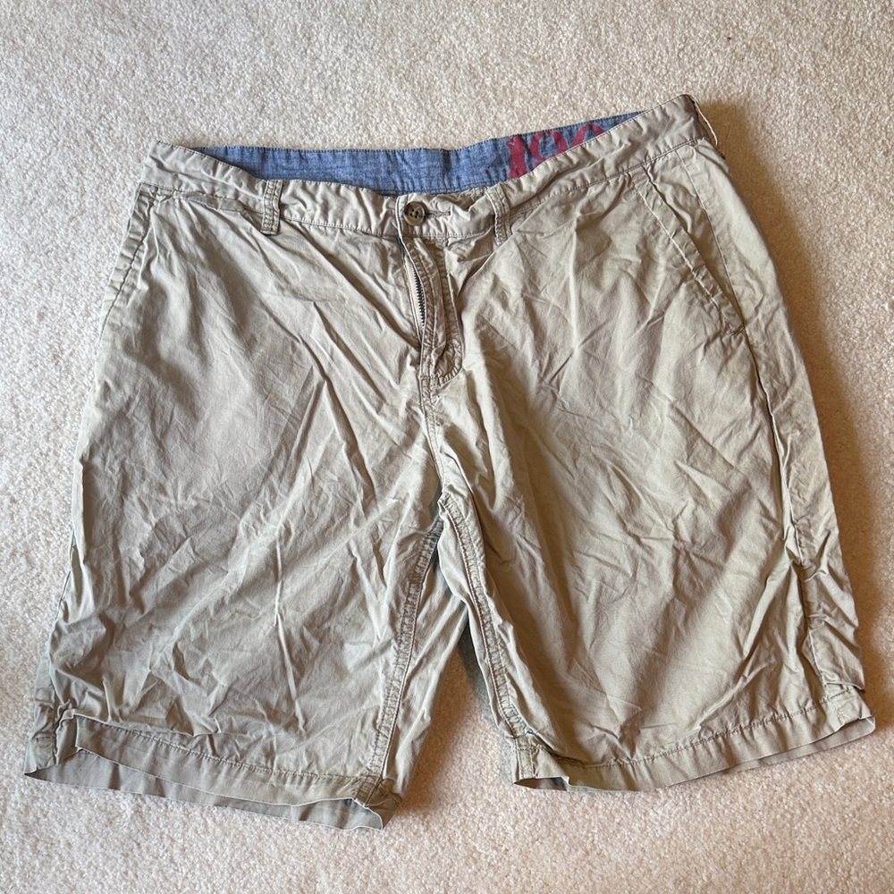 1901 Men's Khaki Cotton Flat Front Shorts
